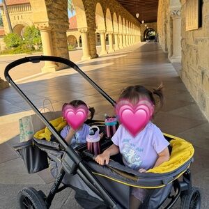 Stylish Gray and Yellow Double Stroller